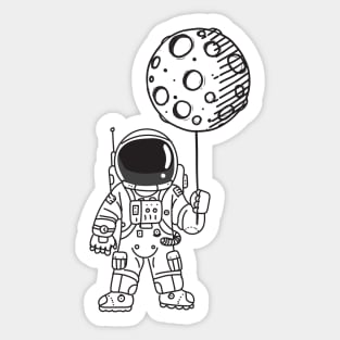 Astronaut Moon Balloon Sticker